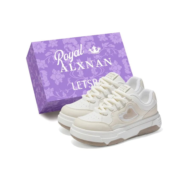 Alxnan Low Top Skateboard Shoes Women's Ecru-0