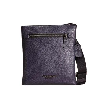 COACH Metropolitan Pebbled Leather Messenger Bag Crossbody Bag Shoulder Bag Unisex Gunmetal & Midnight Navy