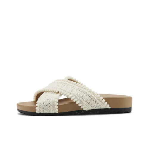 FIVE PLUS Rubber Sole Woven Slip Resistant Abrasion Resistant Slide Slippers Women's