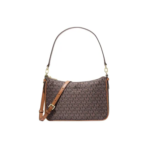 MICHAEL KORS Jet Set Polyester Shoulder Bag, Crossbody Bag, Handbag Medium Size Women's Tan & Acorn Brown