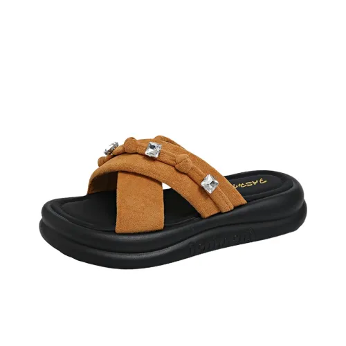 AJPAP Rhinestone Woven Slide Slippers Women's