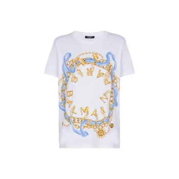 BALMAIN Chain print Cotton T shirt