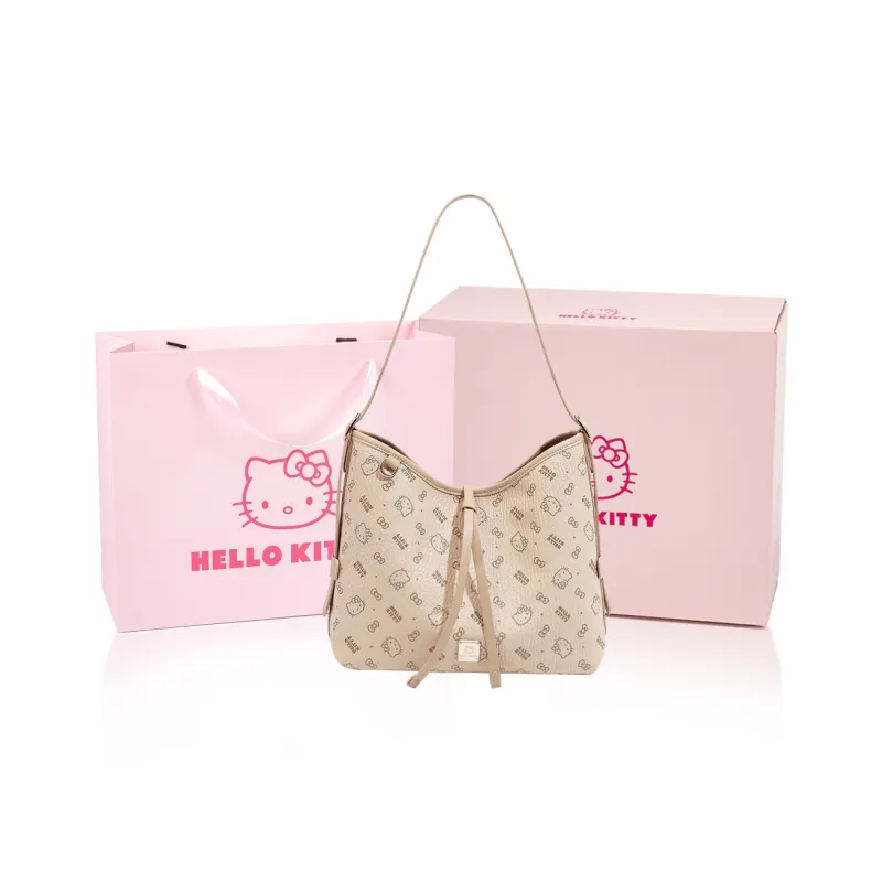 MESUCA &Sanrio Hello Kitty Collaboration Kitty Series PU Shoulder Bag Regular Women's Pink/Brown/Milk Tea-12