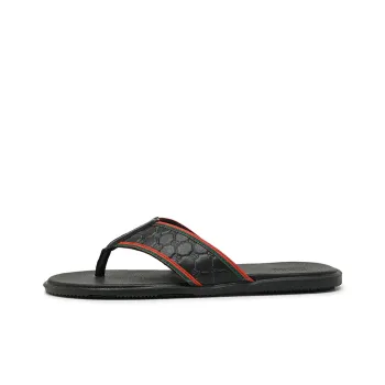 XIMO BULL Rubber Sole Leather Patchwork Abrasion Resistant Flip Flops Men's