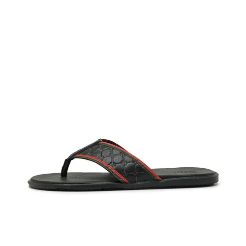 XIMO BULL Rubber Sole Leather Patchwork Abrasion Resistant Flip Flops Men's