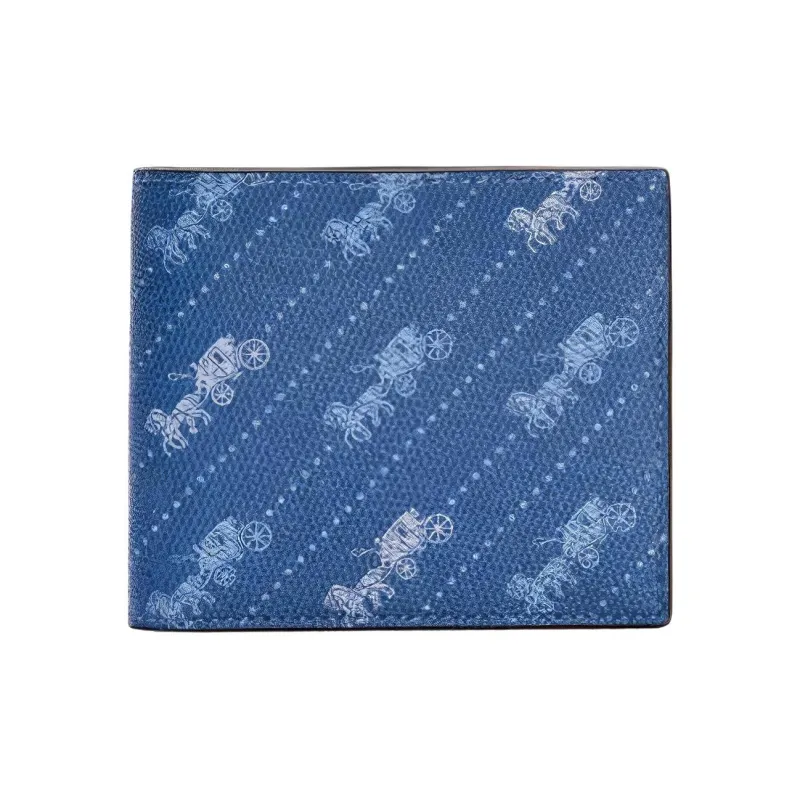 COACH Billfold Wallet Coated Canvas Card Holder Wallet Men's Light Sapphire Blue-0