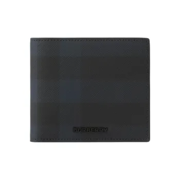 Burberry Leather Patchwork Wallet Men's Marine Blue