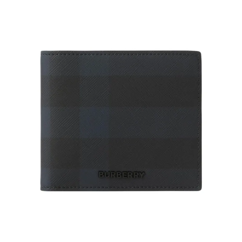 Burberry Leather Patchwork Wallet Men's Marine Blue-0