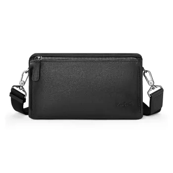 PIERRE CARDIN Cow Leather Shoulder Bag Men's Black