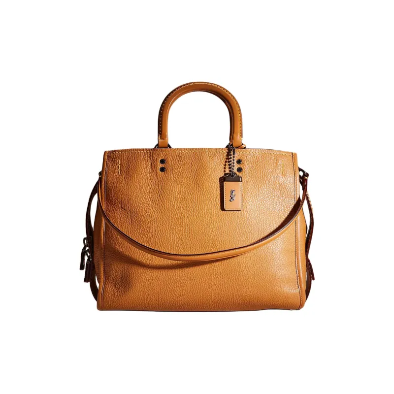 COACH Rogue Glove Tanned Pebbled Leather Portable Crossbody Bag, Shoulder Bag Women's Tin Lightweight Saddle-0