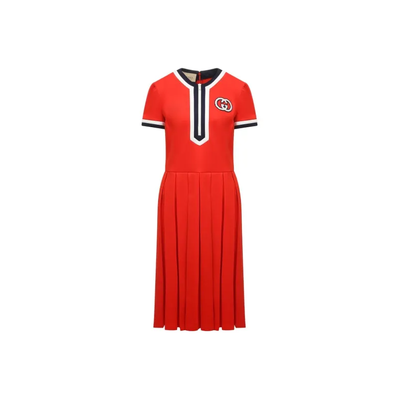 GUCCI Short Sleeved Dress Women's Red-0