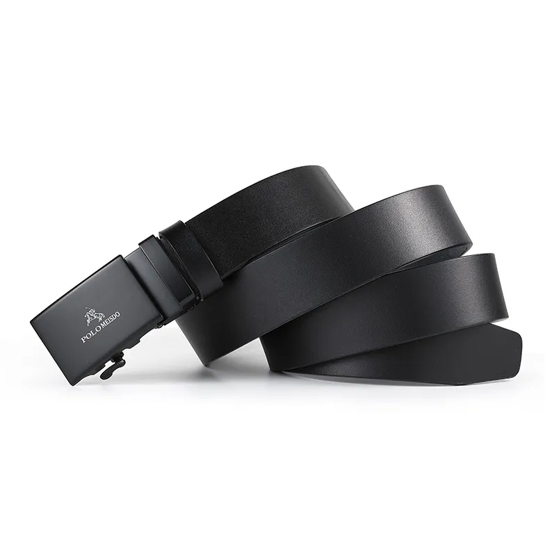 POLOMEISDO Top Grain Cow Leather Automatic Buckle Belt Men's Width 3.5CM-3