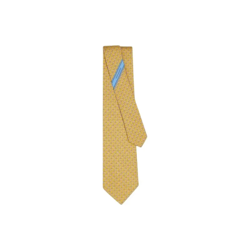 FERRAGAMO Silk Ties Men's Yellow-1