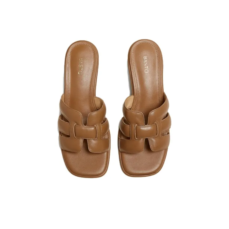 BASTO Leather Patchwork Quiet Slide Slippers Women's-2