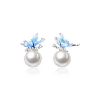 Lao Feng Xiang Pearl Stud Earrings Women's