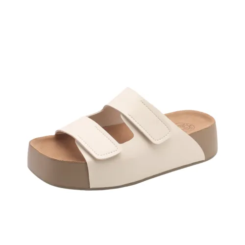 BAFFN Rubber Sole Quiet, Slip Resistant, Odor Resistant Slide Slippers Women's White