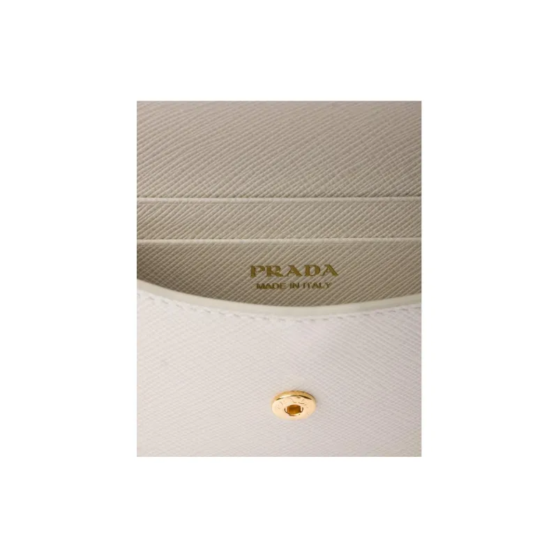 PRADA Calfskin One Shoulder Crossbody Card Holder Women's Chalk White-3