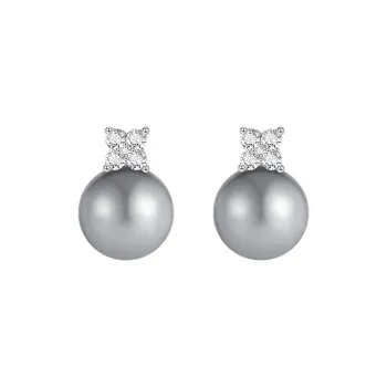 SHINE S925 Sterling Silver Stud, Synthetic Cubic Zirconia, Synthetic Pearl Earrings Women's