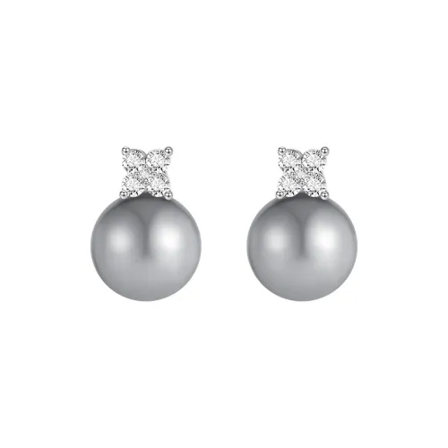 SHINE S925 Sterling Silver Stud, Synthetic Cubic Zirconia, Synthetic Pearl Earrings Women's