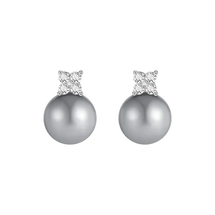SHINE Ink In The Pearlescent Collection S925 Silver, Zircon, Shell Pearl Earrings Women's-0