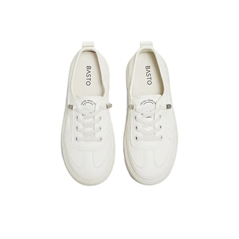 BASTO Low Top Skateboard Shoes Women's Beige-2