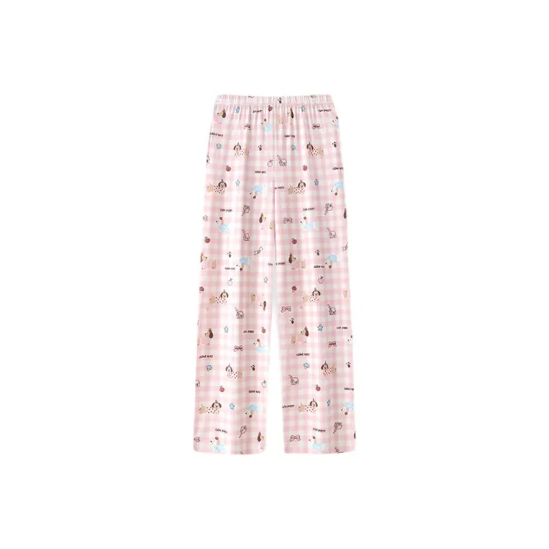 Gongdie Casual Pants Women's Dachshund Plaid Pajama Pants-1