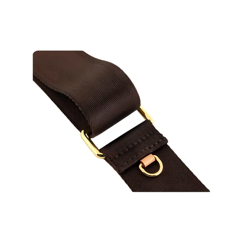 Luxury Care Artisan Workshop Canvas Shoulder Strap Gold Liner Crossbody Chain Accessory Bag Unisex Brown-3