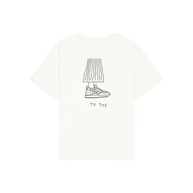 New Balance NB Grey SS25 Drop Shoulder Sleeve T Shirt Women's White-1
