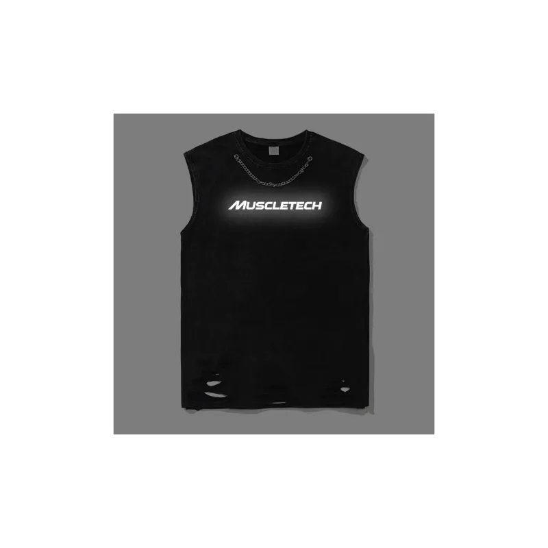 MUSCLETECH Tank Tops Unisex Washed Black-1