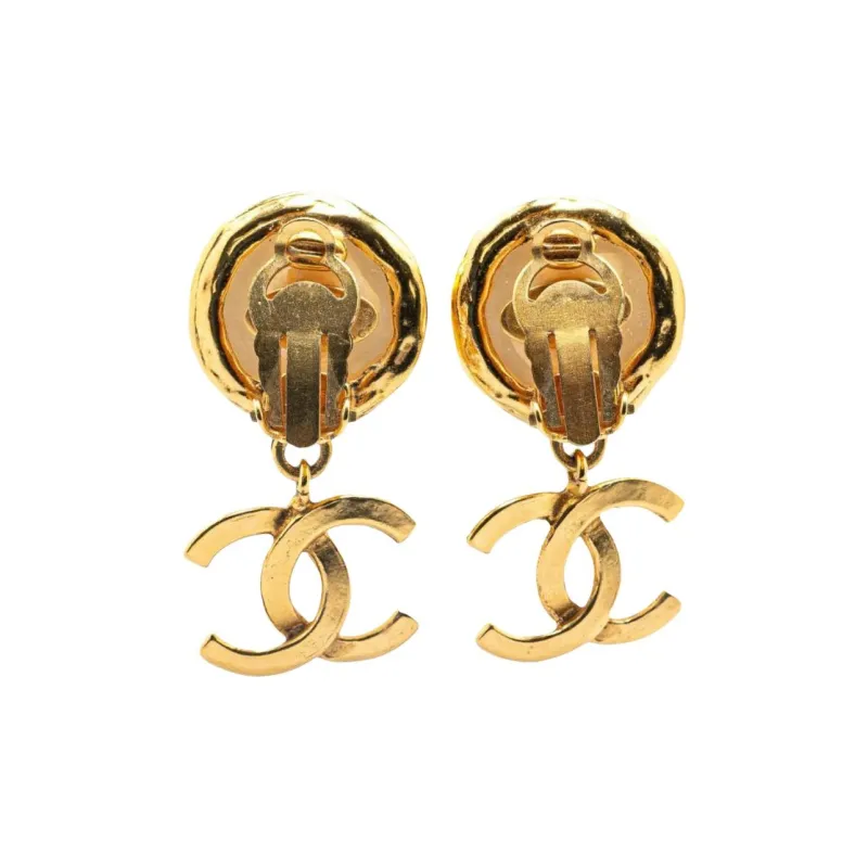 CHANEL 1994 Cc Faux pearl Clip on Earrings-1