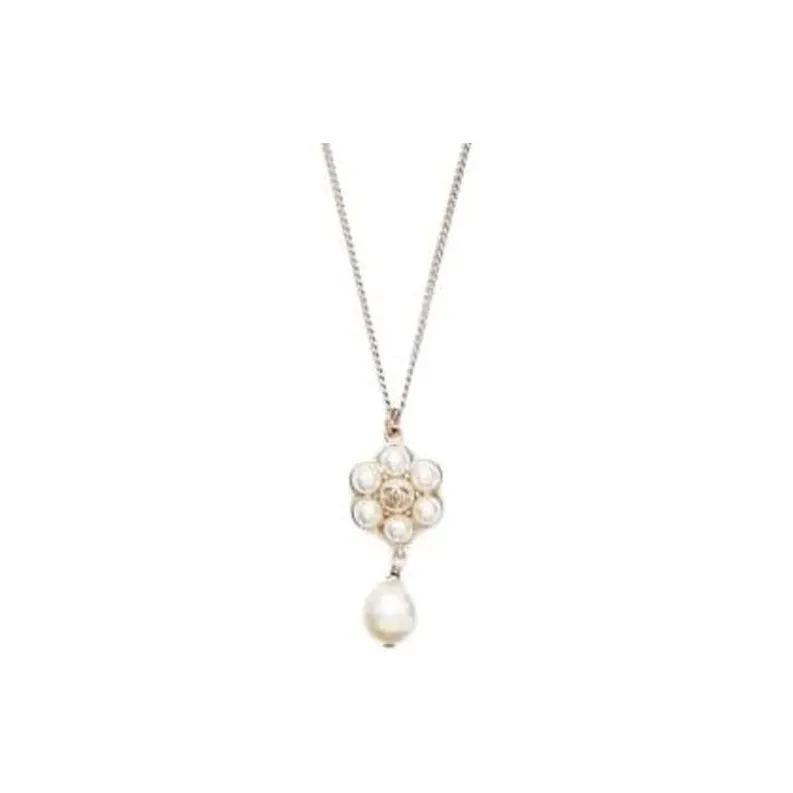CHANEL Artificial Pearl Necklaces Women's Silver-2