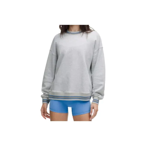 Lululemon Perfectly Oversized Sweatshirt Women's Ultimate Light Gray Heathered Core Ultra Light Grey/Pool Party