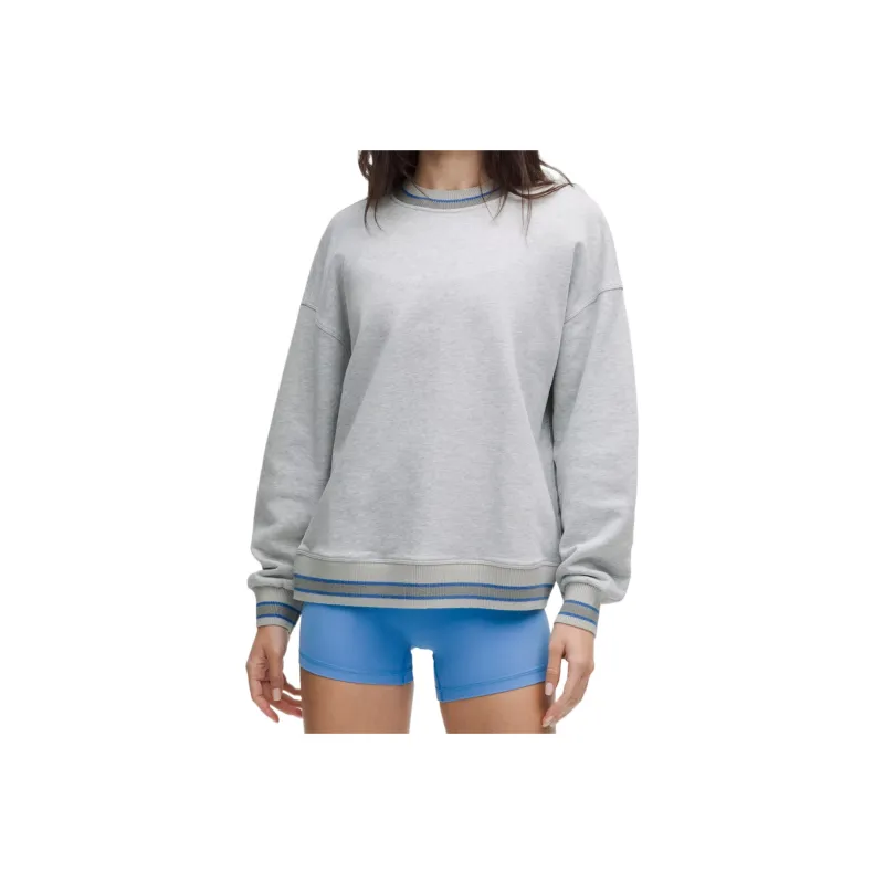Lululemon Perfectly Oversized Sweatshirt Women's Ultimate Light Gray Heathered Core Ultra Light Grey/Pool Party-0