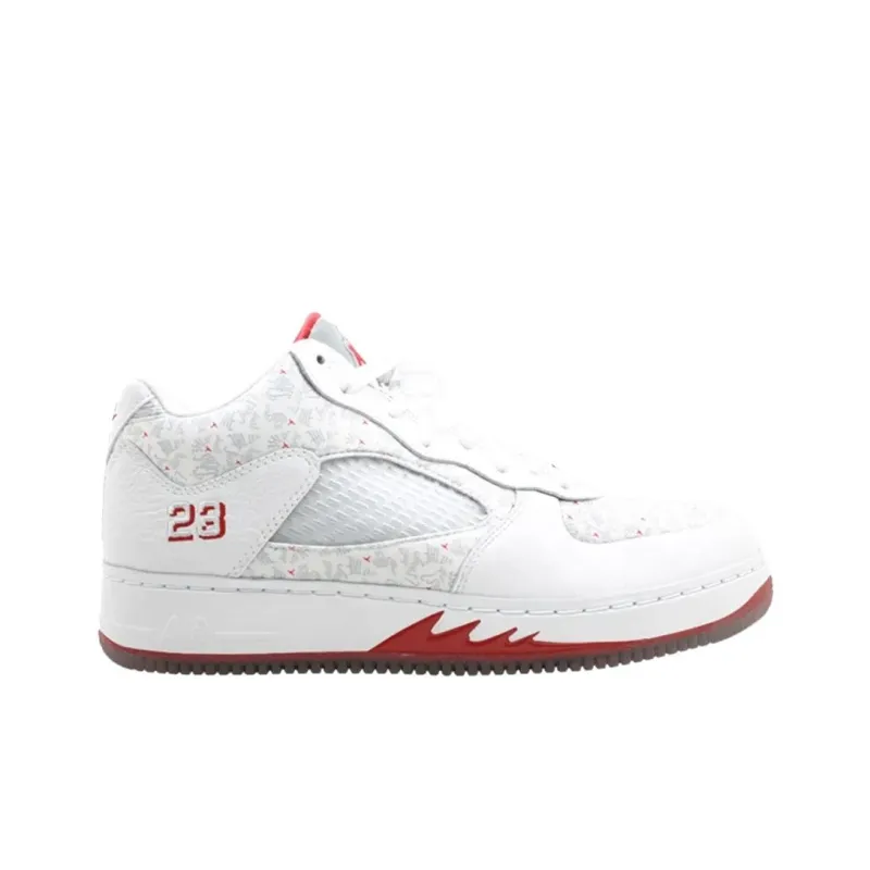 Jordan Air Jordan Fusion 5 Anti Slip Wear Resistant Low Top Basketball Shoes Unisex White Red-1