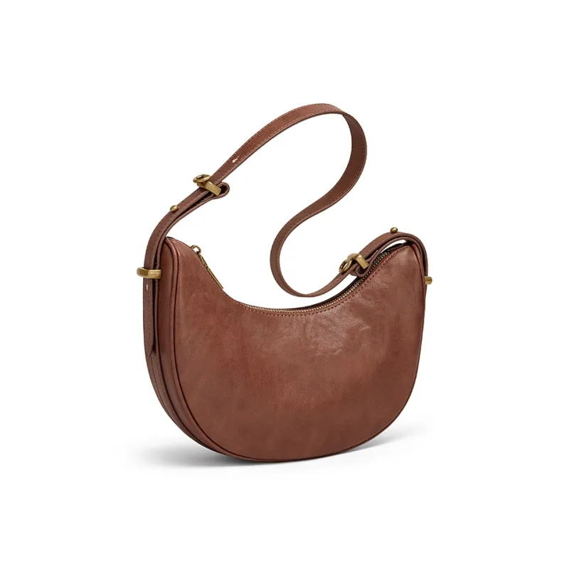 CNOLES Cow Leather Shoulder Bag Women's Dark Brown/Dark Gray-1