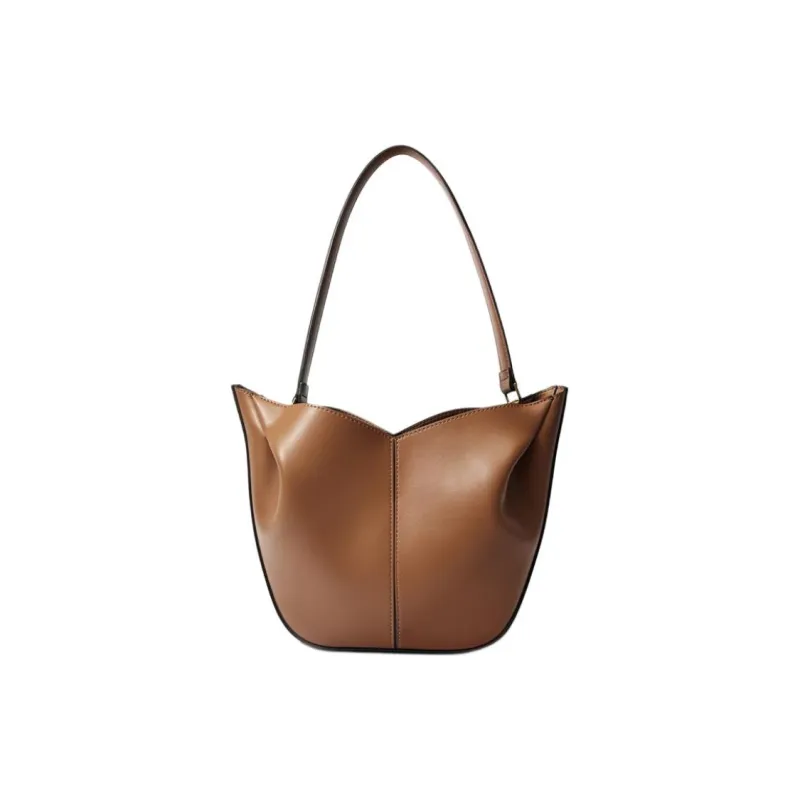 ZARA Polyurethane Tote Bag, Shopping Bag, Shoulder Bag Women's Dark Umber-2