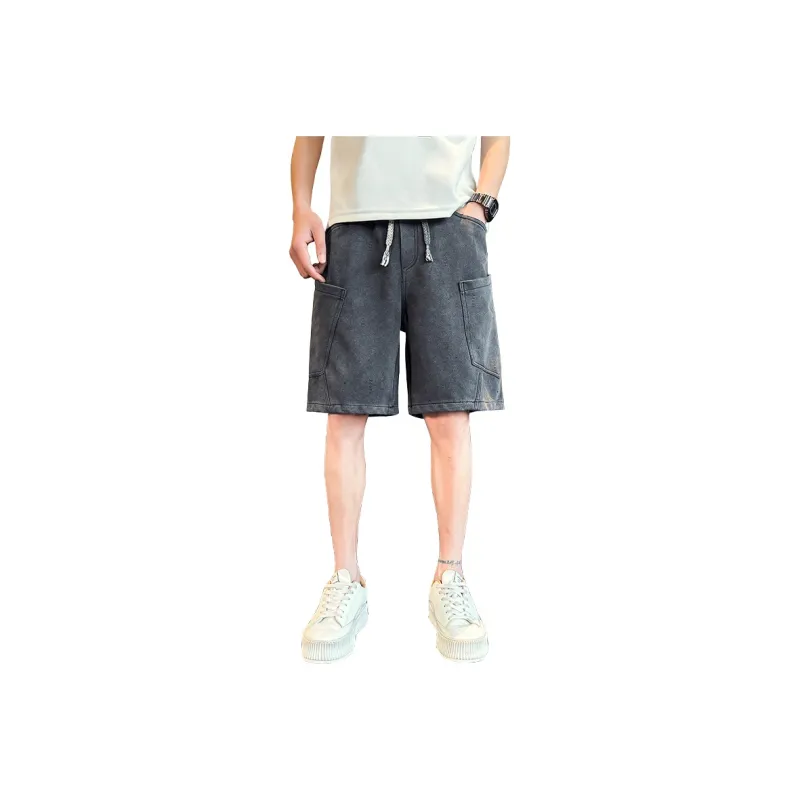 YOFVV Denim Shorts Unisex Black Gray-0