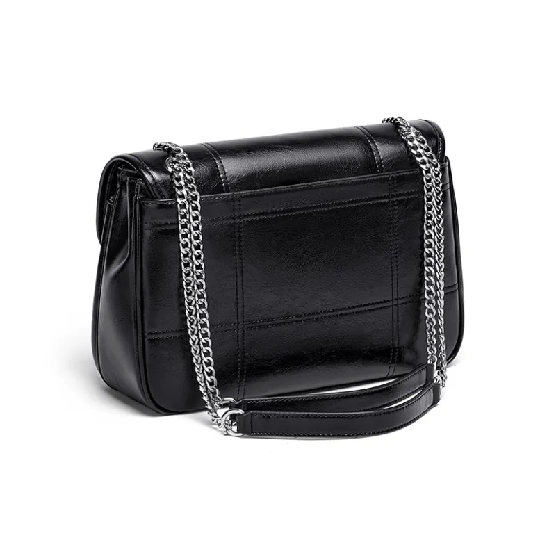 CNOLES Cow Leather Casual Workplace Date Commute Crossbody Bag, Shoulder Bag Women's Black-3
