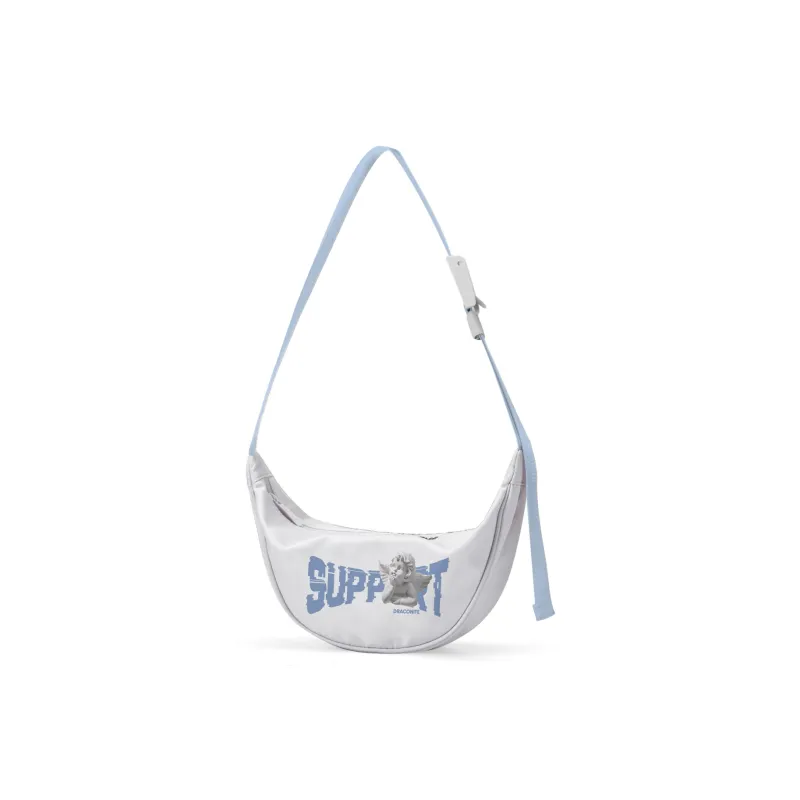 Spare No Pains. Polyester Shoulder Bag, Crossbody Bag, Fanny Pack, Sling Bag Unisex White/Yellow-20