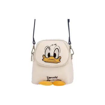 AJIDOU Disney, Collaboration Fabric Shoulder Bag, Crossbody Bag Small Size Women's Ivory White & Yellow