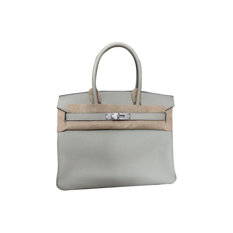 HERMES Birkin Togo Calfskin Handbag Women's Light Blue-0