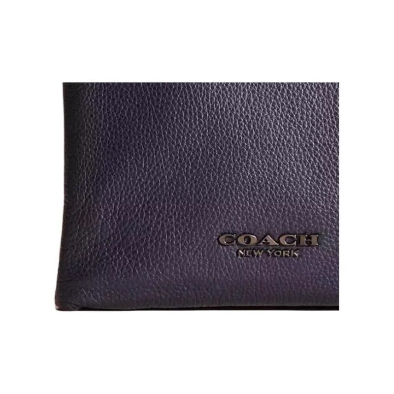 COACH Metropolitan Pebbled Leather Messenger Bag Crossbody Bag Shoulder Bag Unisex Gunmetal & Midnight Navy-4