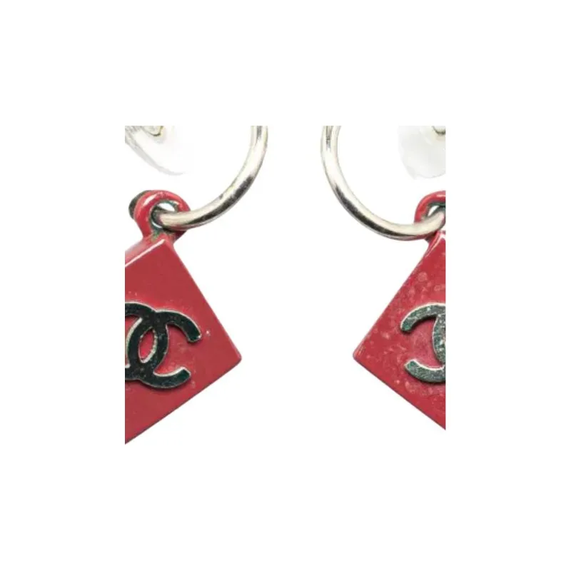CHANEL 2004 Resin Cc Hoop Push Back Earrings Costume Earrings-2
