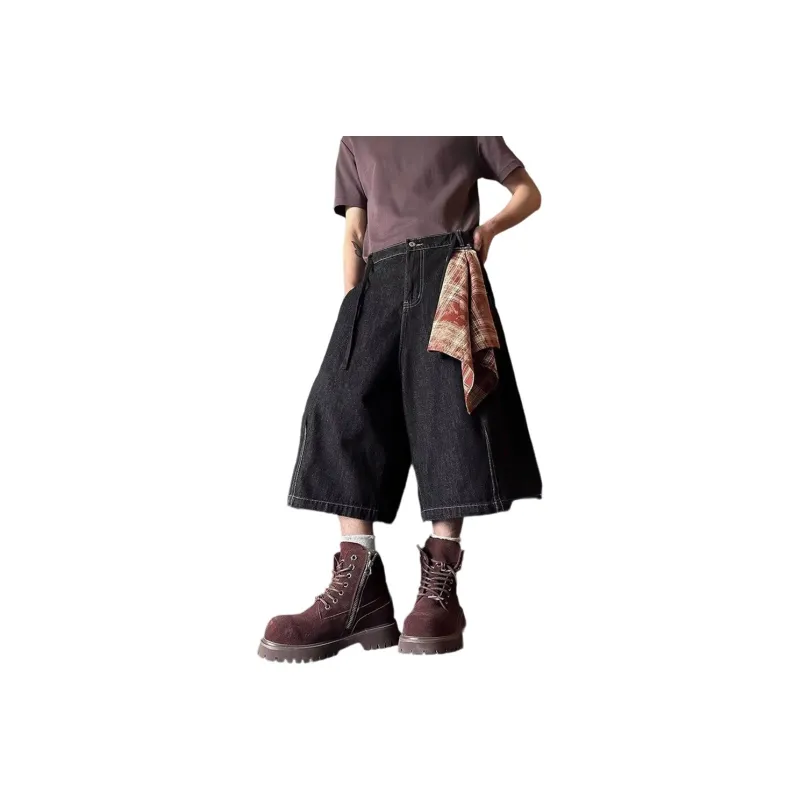Weles Denim Shorts Unisex Black-0