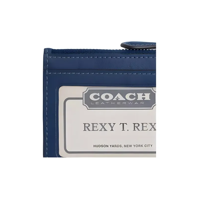 COACH Essential Denim With Calfskin Card Holder Mini Women's Dark Blue-3