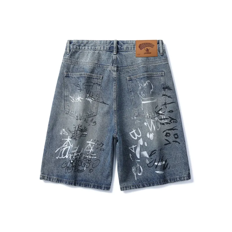 SANTASTIC Denim Shorts Men Nostalgic Blue-1