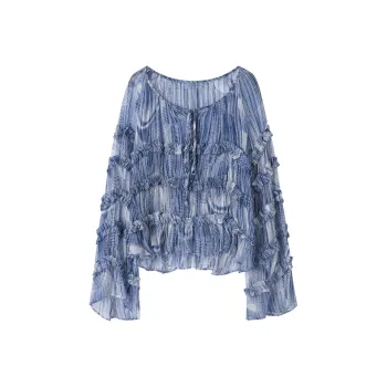 SHUXI Shirts Women's Coral Sea Blue