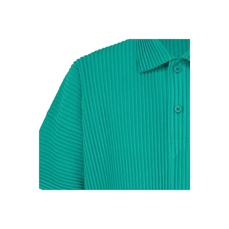 Homme Plissé Issey Miyake Polo Shirt Men's Peacock Green-3