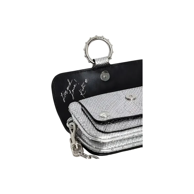 Zadig & Voltaire Calfskin Handbag, Shoulder Bag, Crossbody Bag Mini Women's Silver-3