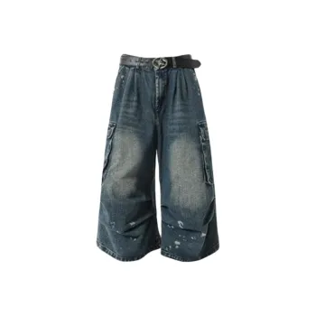 TESTUNG Denim Shorts Unisex Blue